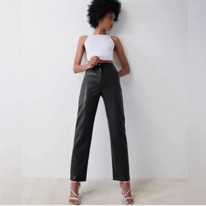 Aritzia High Waisted Vegan Leather Pants Size‎ 0 Faux Straight Leg Ankle Party